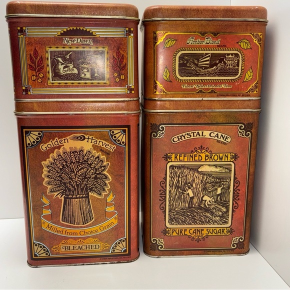 Cheinco 1978 / 1979 Golden Harvest tin kitchen canister set - Picture 10 of 15
